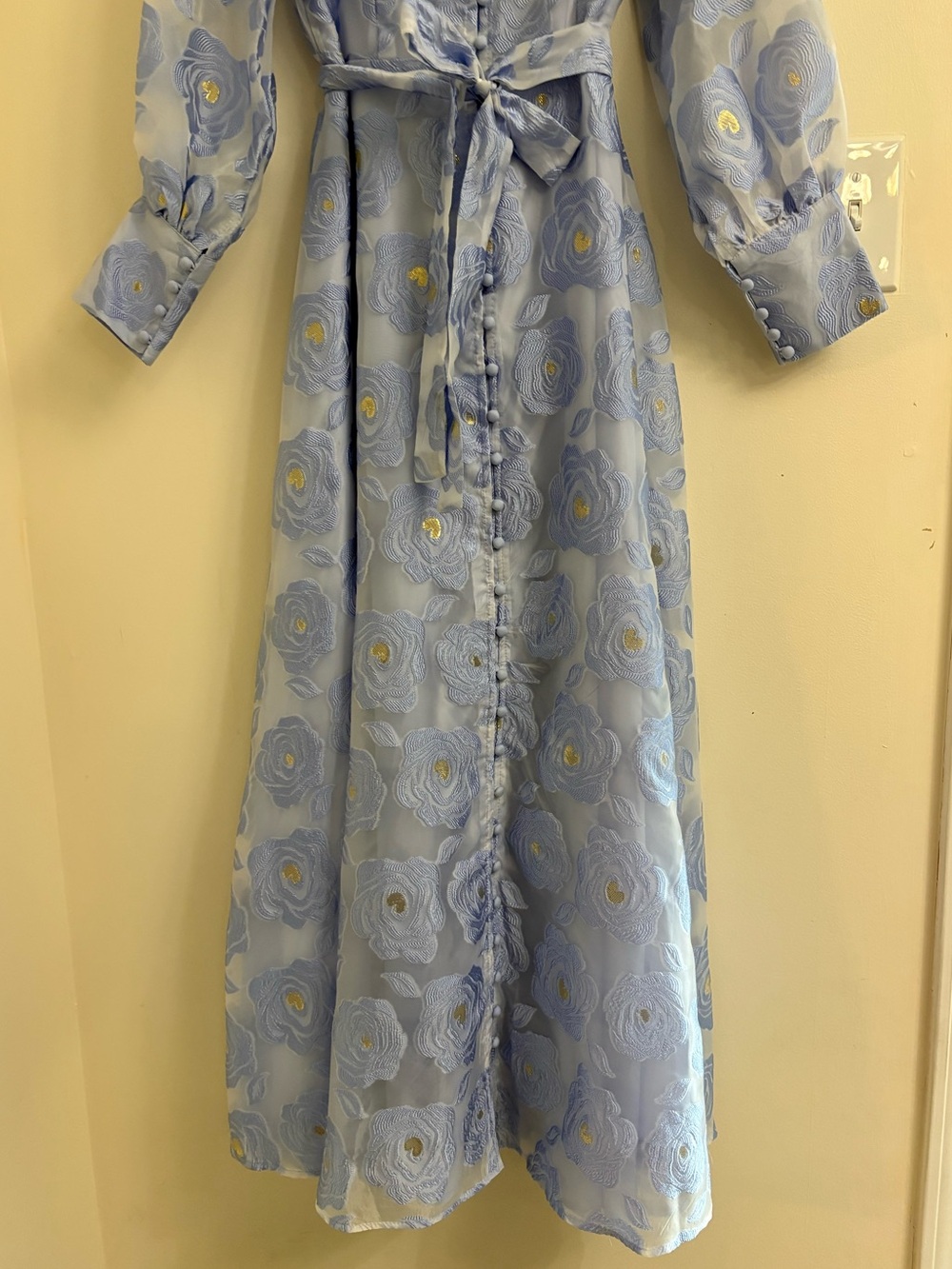 Dalia MacPhee Periwinkle Floral Jacquard Organza Maxi Dress D2256 NWT - Picture 8 of 16